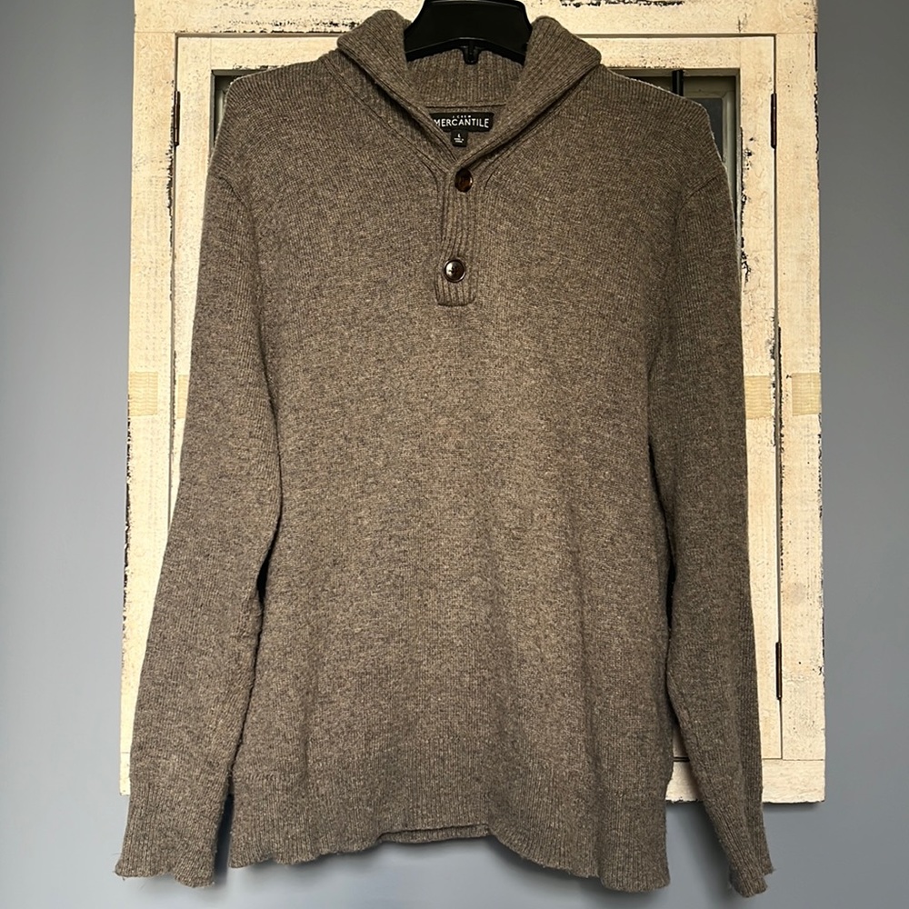 J. Crew Mercantile Shawl Neck Sweater - Taupe - Large
